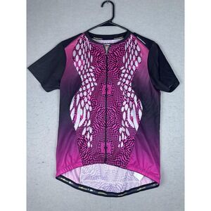 Nishiki Cycling Jersey Womens Medium Pink Black‎ Short Sleeve Zip Bike Shirt NWS